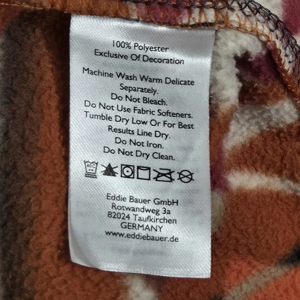 Eddie Bauer Mens Quest 1/4 Zip Fleece Aztec Geometric Southwestern XLT Orange